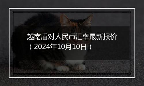 越南盾对人民币汇率最新报价（2024年10月10日）