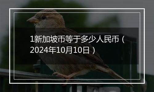 1新加坡币等于多少人民币（2024年10月10日）