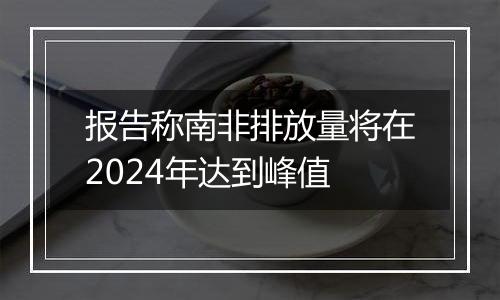 报告称南非排放量将在2024年达到峰值