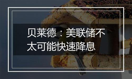 贝莱德：美联储不太可能快速降息