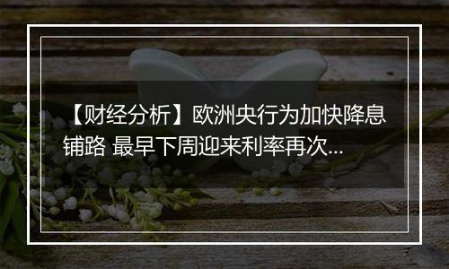 【财经分析】欧洲央行为加快降息铺路 最早下周迎来利率再次下调