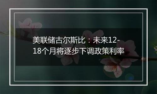 美联储古尔斯比：未来12-18个月将逐步下调政策利率