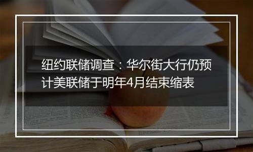 纽约联储调查：华尔街大行仍预计美联储于明年4月结束缩表