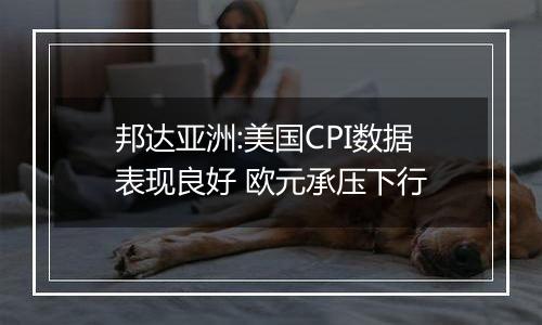 邦达亚洲:美国CPI数据表现良好 欧元承压下行