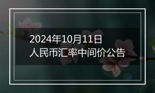 2024年10月11日人民币汇率中间价公告