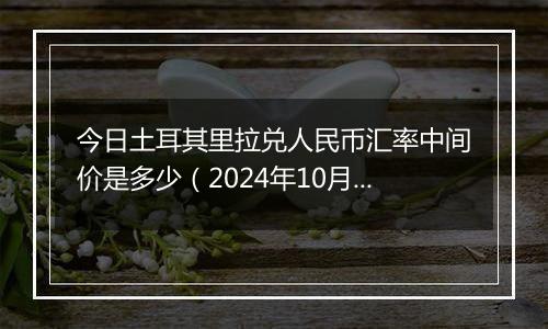 今日土耳其里拉兑人民币汇率中间价是多少（2024年10月11日）