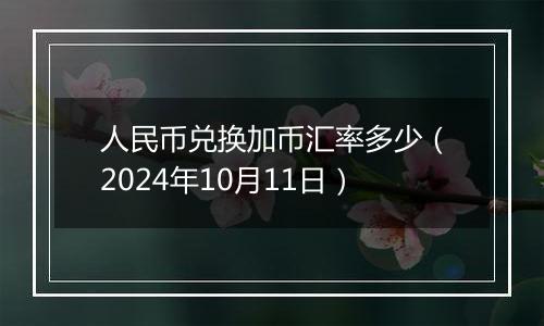 人民币兑换加币汇率多少（2024年10月11日）