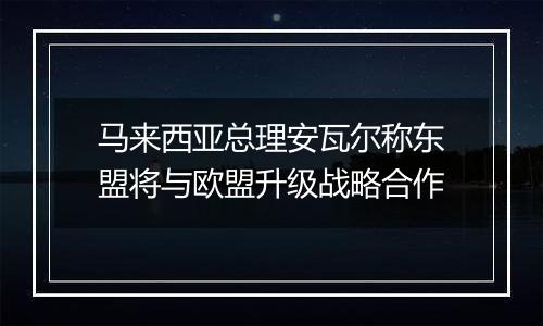 马来西亚总理安瓦尔称东盟将与欧盟升级战略合作