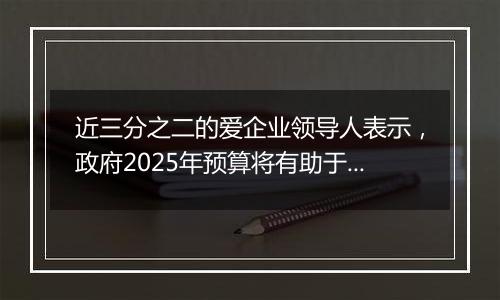 近三分之二的爱企业领导人表示，政府2025年预算将有助于增长