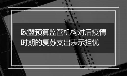 欧盟预算监管机构对后疫情时期的复苏支出表示担忧