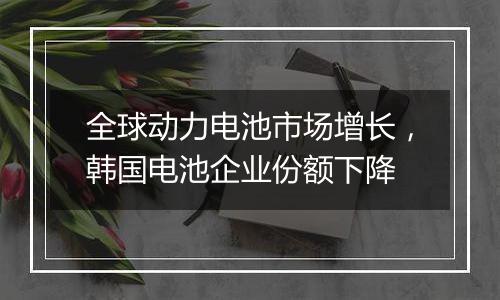 全球动力电池市场增长，韩国电池企业份额下降