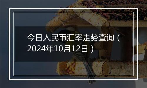 今日人民币汇率走势查询（2024年10月12日）