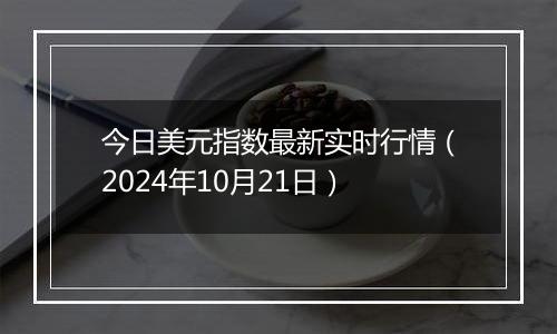 今日美元指数最新实时行情（2024年10月21日）