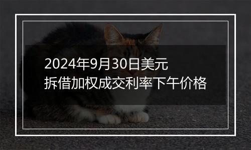 2024年9月30日美元拆借加权成交利率下午价格