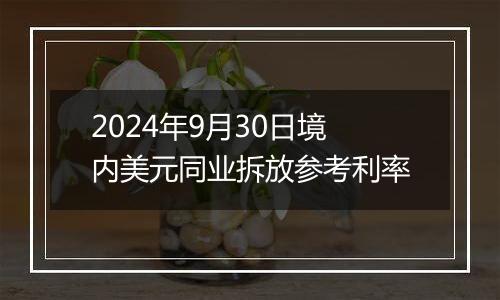 2024年9月30日境内美元同业拆放参考利率