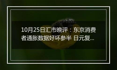 10月25日汇市晚评：东京消费者通胀数据好坏参半 日元复苏进程陷入停滞