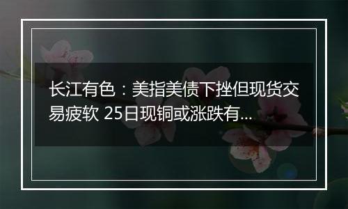 长江有色：美指美债下挫但现货交易疲软 25日现铜或涨跌有限