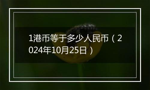 1港币等于多少人民币（2024年10月25日）