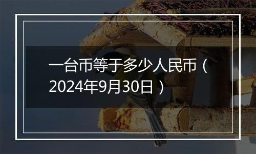 一台币等于多少人民币（2024年9月30日）