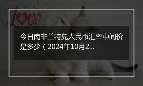 今日南非兰特兑人民币汇率中间价是多少（2024年10月24日）