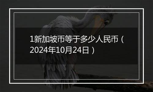 1新加坡币等于多少人民币（2024年10月24日）