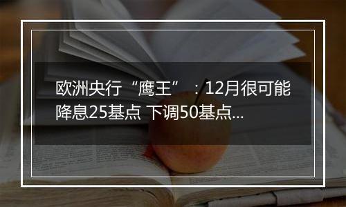 欧洲央行“鹰王”：12月很可能降息25基点 下调50基点也不无可能