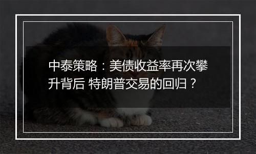 中泰策略：美债收益率再次攀升背后 特朗普交易的回归？