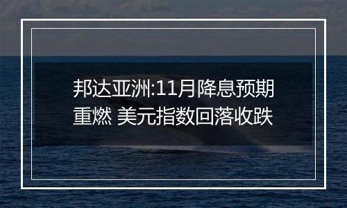 邦达亚洲:11月降息预期重燃 美元指数回落收跌