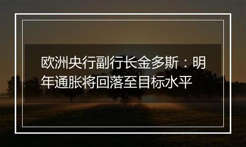 欧洲央行副行长金多斯：明年通胀将回落至目标水平