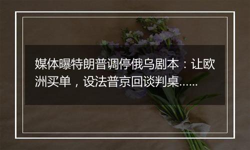 媒体曝特朗普调停俄乌剧本：让欧洲买单，设法普京回谈判桌……