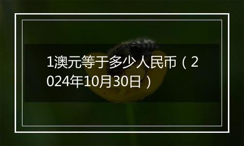 1澳元等于多少人民币（2024年10月30日）