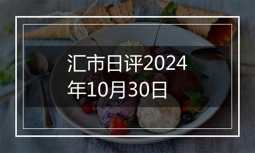 汇市日评2024年10月30日