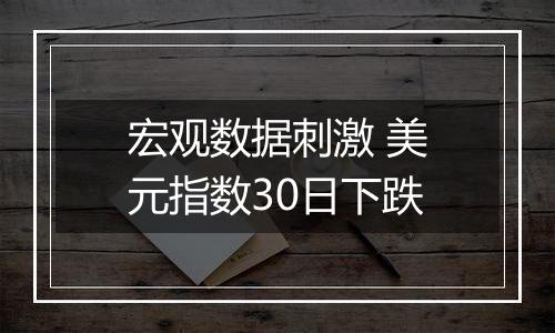 宏观数据刺激 美元指数30日下跌