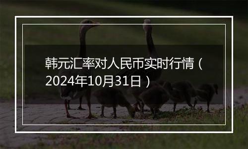 韩元汇率对人民币实时行情（2024年10月31日）