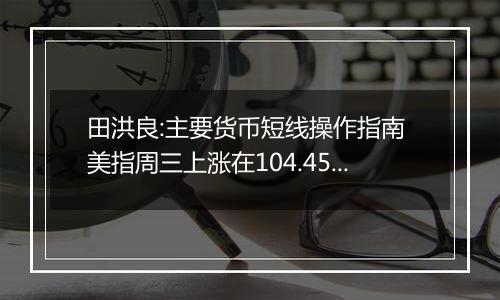 田洪良:主要货币短线操作指南 美指周三上涨在104.45之下遇阻