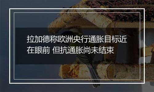 拉加德称欧洲央行通胀目标近在眼前 但抗通胀尚未结束