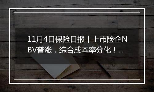 11月4日保险日报丨上市险企NBV普涨，综合成本率分化！“赚大钱”的险资如何炒股？最新重仓股名单出炉！