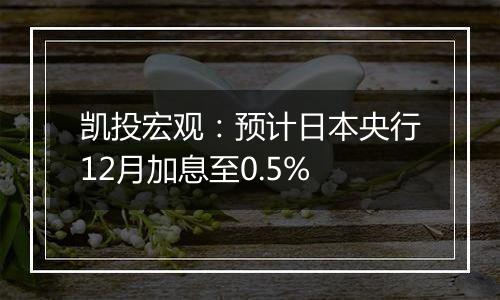 凯投宏观：预计日本央行12月加息至0.5%