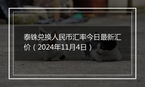 泰铢兑换人民币汇率今日最新汇价（2024年11月4日）