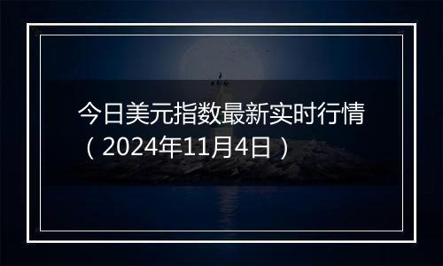 今日美元指数最新实时行情（2024年11月4日）