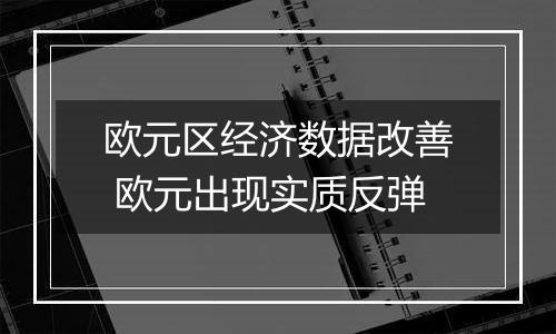 欧元区经济数据改善 欧元出现实质反弹