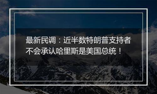 最新民调：近半数特朗普支持者不会承认哈里斯是美国总统！