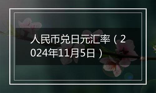 人民币兑日元汇率（2024年11月5日）