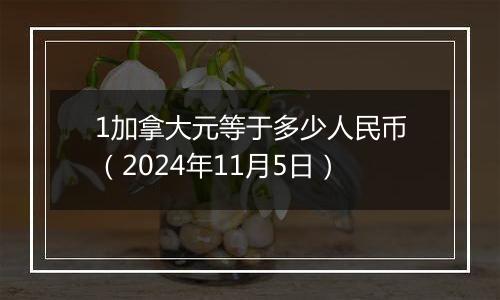 1加拿大元等于多少人民币（2024年11月5日）