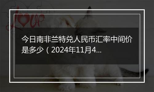 今日南非兰特兑人民币汇率中间价是多少（2024年11月4日）