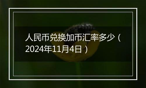 人民币兑换加币汇率多少（2024年11月4日）