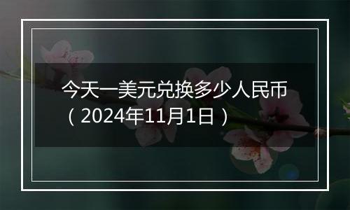 今天一美元兑换多少人民币（2024年11月1日）