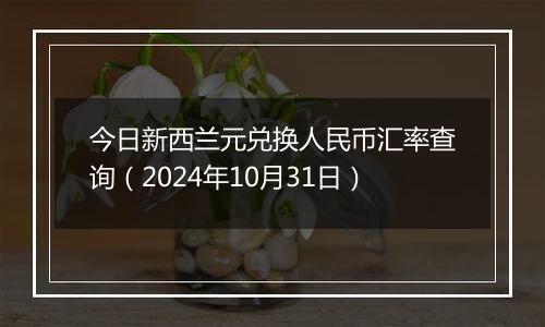 今日新西兰元兑换人民币汇率查询（2024年10月31日）