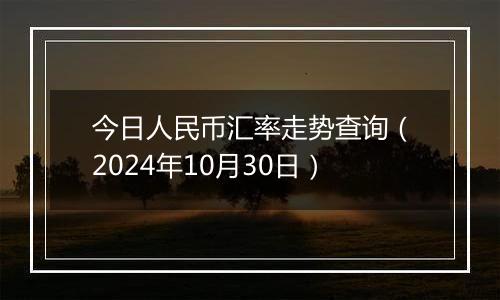 今日人民币汇率走势查询（2024年10月30日）