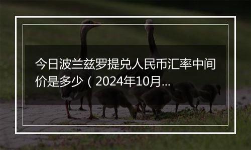 今日波兰兹罗提兑人民币汇率中间价是多少（2024年10月30日）